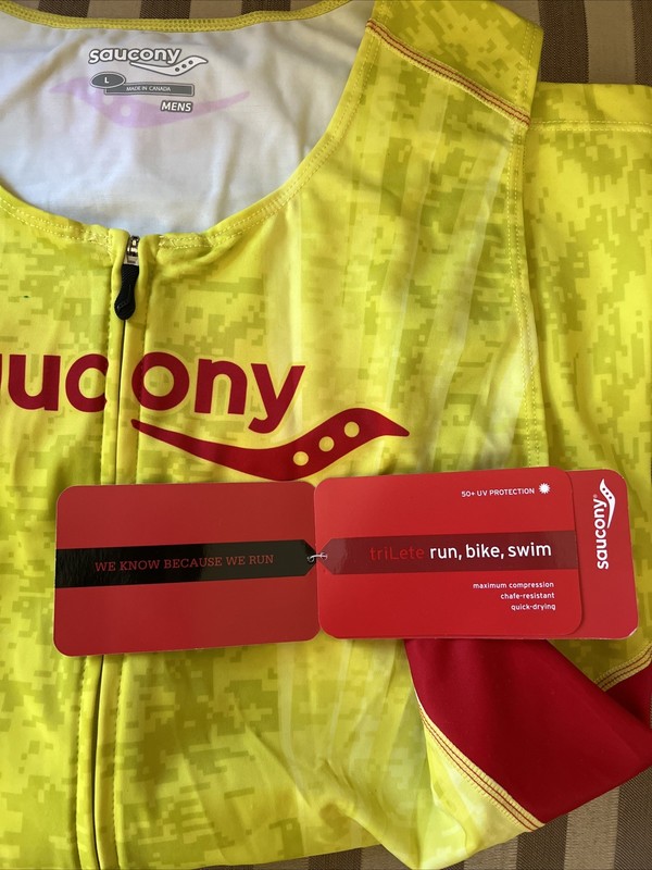 New Saucony Man Sz L Tank triLete run bike swim sleeveless lime gallery