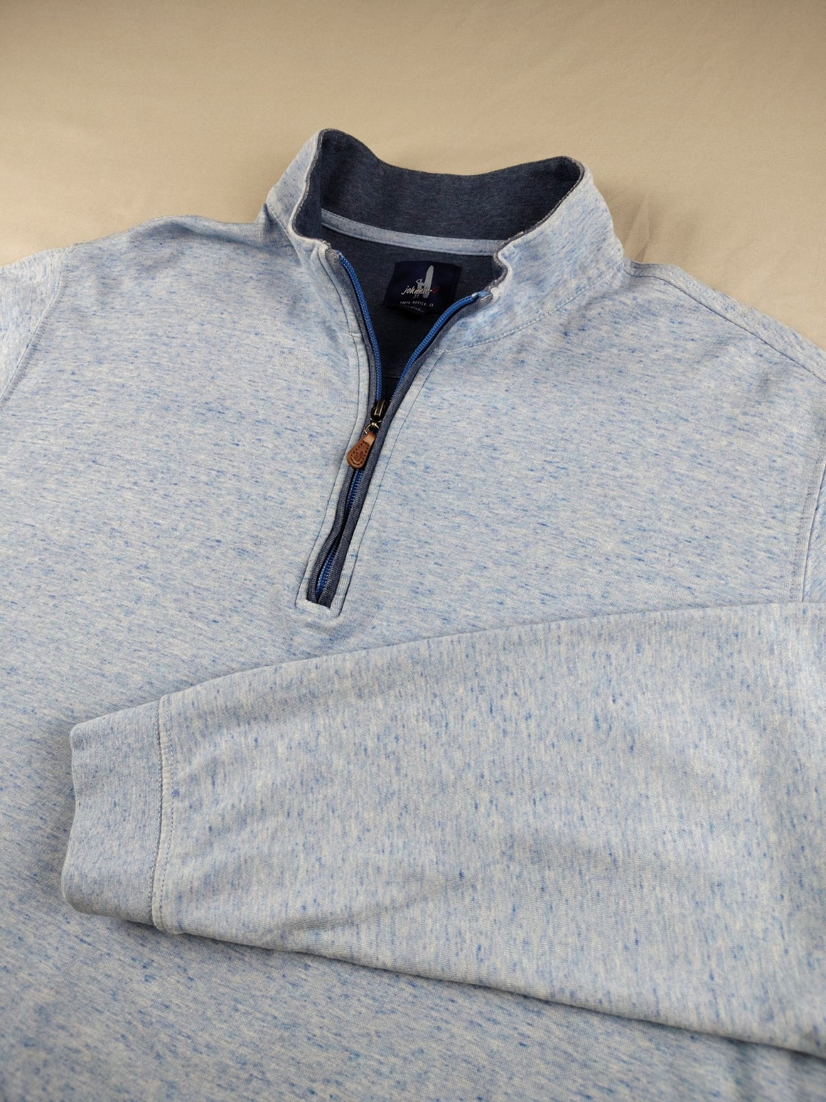Johnnie-O Quarter Zip Pullover Sully Mens L Light Blue Heather Sweatshirt *Read gallery