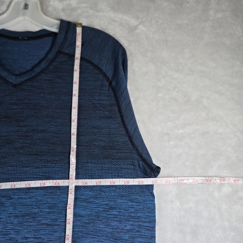 Lululemon Metal Vent Tech Short Sleeve V-Neck T-Shirt Sz Large Blue Red Gradient gallery