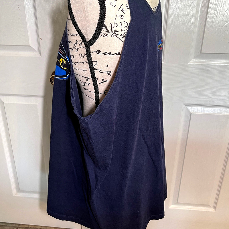Vintage Men's Body Glove Tank Top Sz XL Navy w/Front and Back Graphics 1996 USA gallery