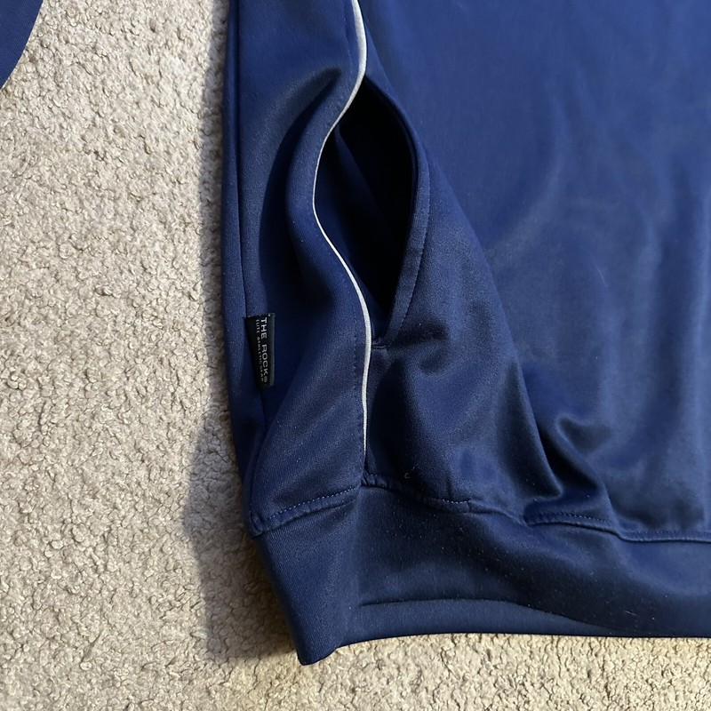 The Rock Sweater Men's XL Mock Neck 1/4 Zip Elite Athletic Gear Navy Blue Fleece gallery