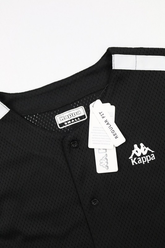 Kappa Authentic Tiago Mens Button Front Jersey Shirt Black White S Striped Mesh gallery