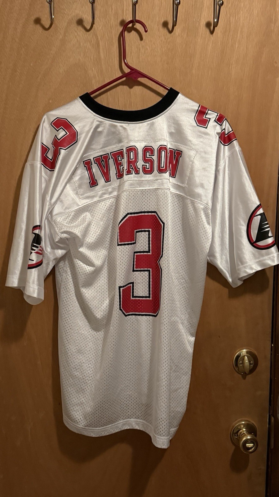 Size Small - Reebok Allen Iverson #3 Football Jersey White Red Y2K gallery