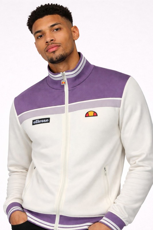 Ellesse Mens Vignola Zip Up Track Top Vintage Tracksuit Jacket Off White Lilac gallery