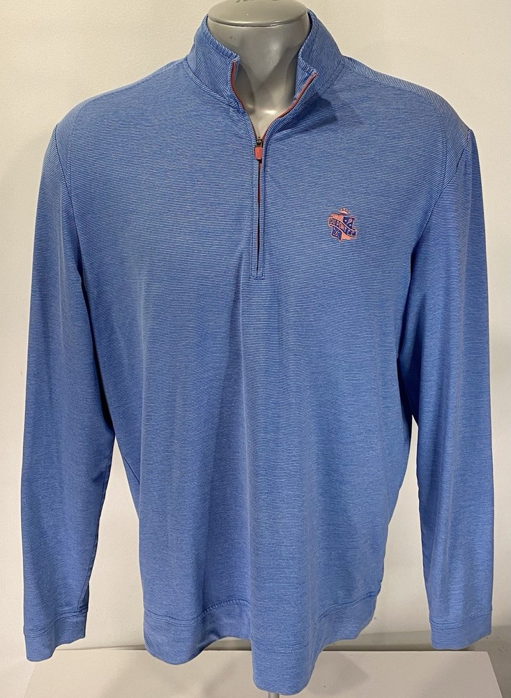 Johnnie-O Vaughn Performance L Large 1/4 Zip Shirt Blue Long Sleeve Dupont CC