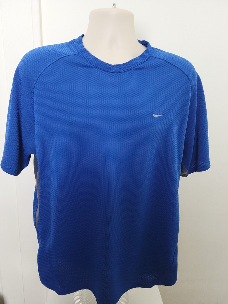 NIKE Sphere Short Sleeve Vented Athletic Shirt Blue Mens Large