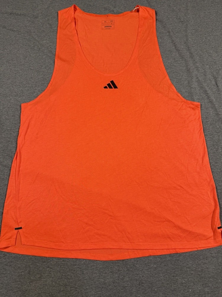 Adidas Mens Tank Top Slim Fit XL Orange Active Sportswear Running Training Tee
