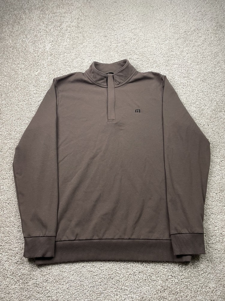 Travis Mathew Cloud 1/4 Quarter Zip 2.0 Pullover Mens Large Brown Fleece Golf