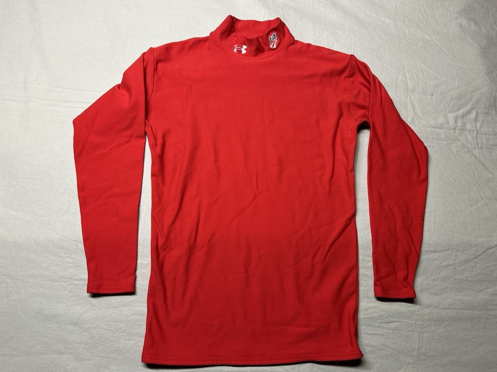 Under Armour US Ski Team Compression Top Mens Large Red Embroidered Made In USA