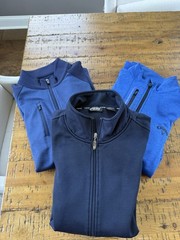 Men’s Large Golf Pullover & Vest Lot 3pc Callaway Ping Performance 1/4 Zip Blue