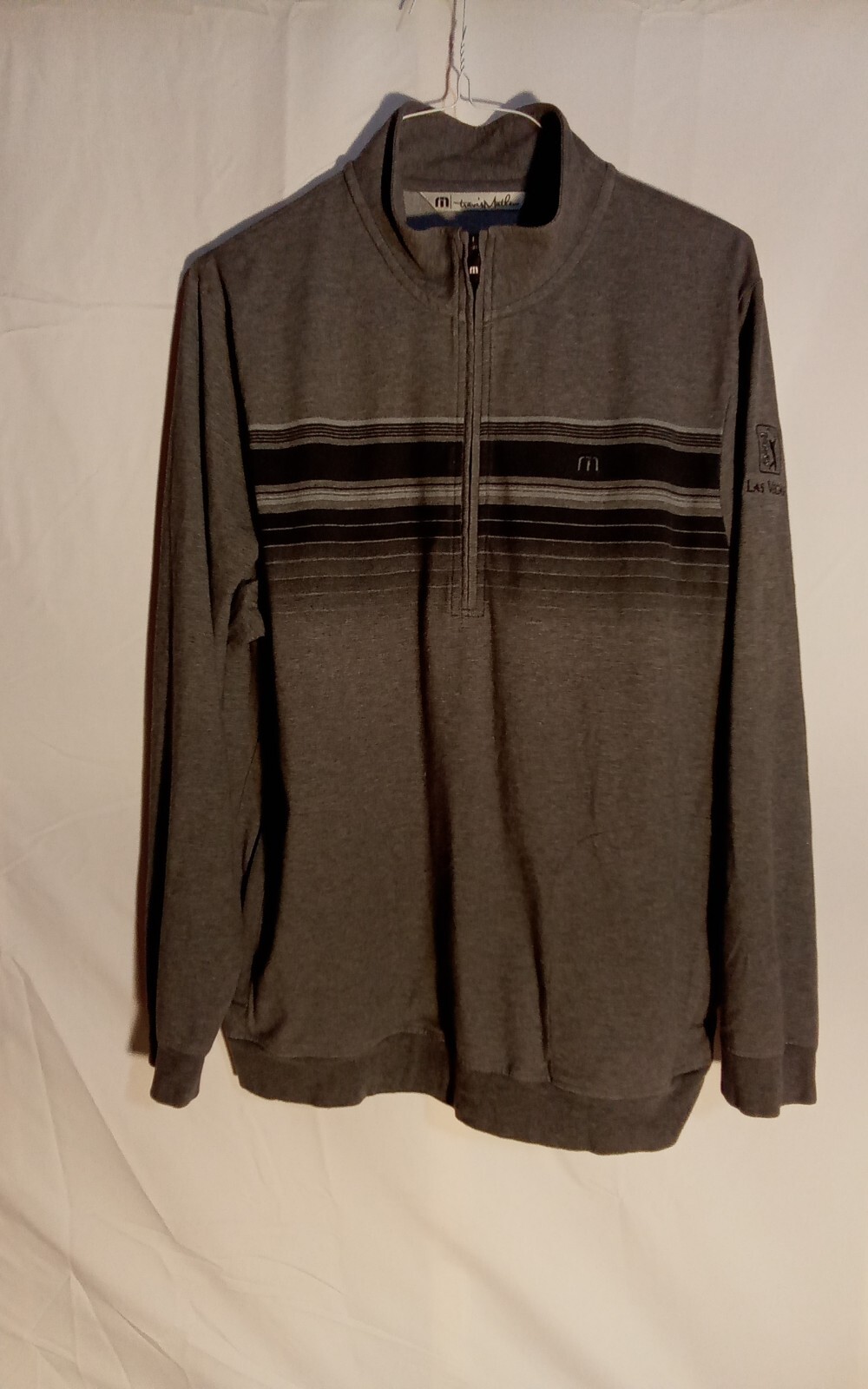 Travis Mathew 1/4 Zip Performance Jacket Pullover Men's XL Gray w/TPC Vegas Logo gallery