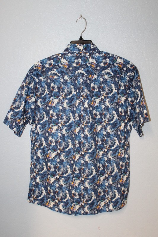 Johnnie-O Keeler Top Shelf Men Button Up Medium Blue Floral Stretch Shirt NEW gallery