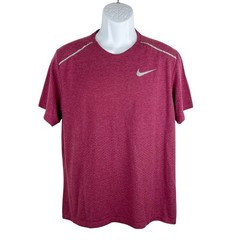 Nike Shirt Men Large Berry Burgundy Running Active Short Sleeve Stretch Tee