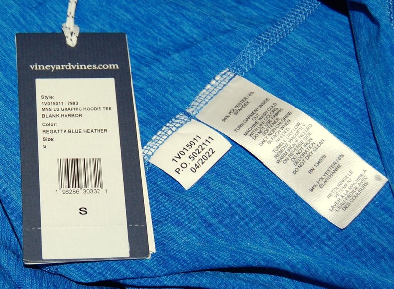 NWT Vineyard Vines Performance Men regatta blue hea LS hoodie tee Blank Harbor S gallery