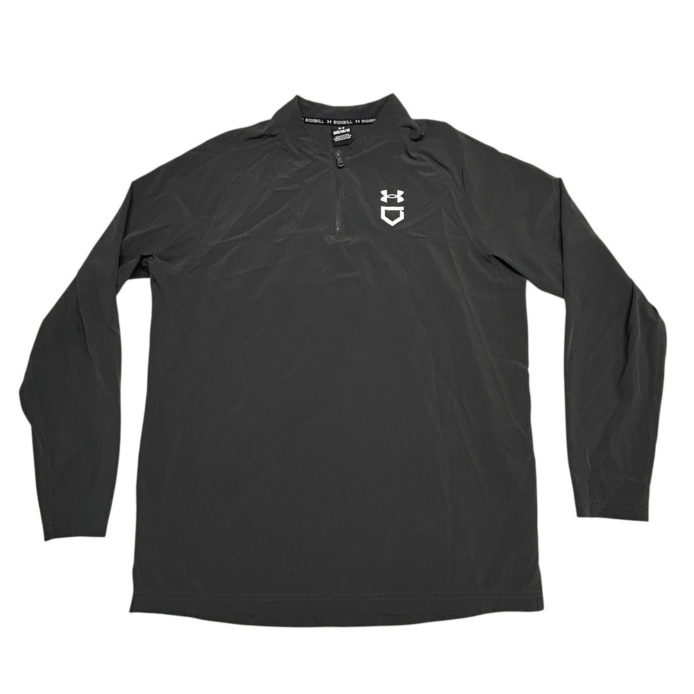 Under Armour Mens Size M Jacket Utility Cage Baseball Pullover Gray Long Sleeve