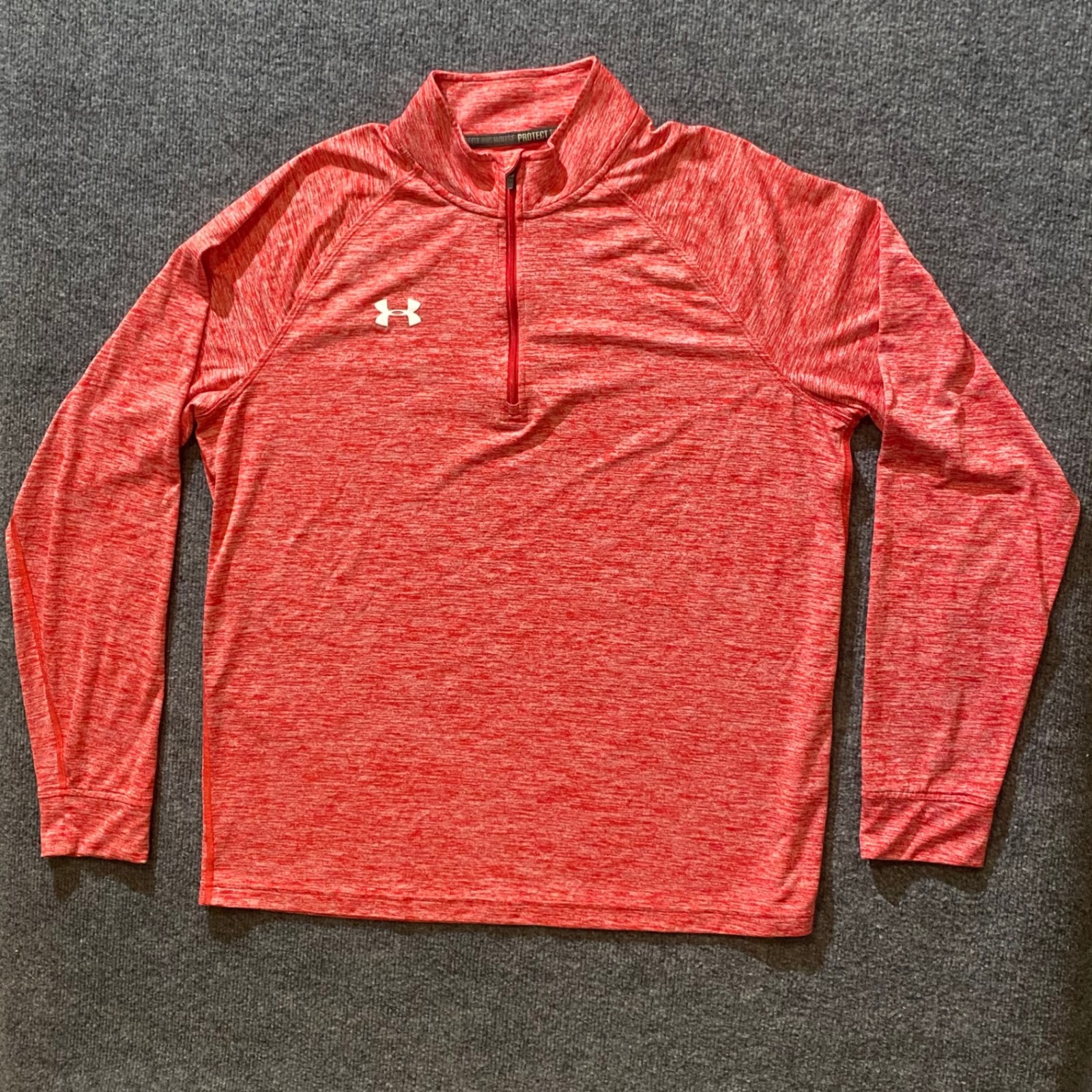 Under Armour Shirt Mens L Red Quarter Zip HeatGear Loose Long Sleeve Pullover gallery