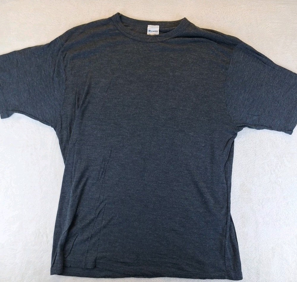 Wickers Merino Wool Blend Base Layer T Shirt Black Size L Made In USA Hike Gear
