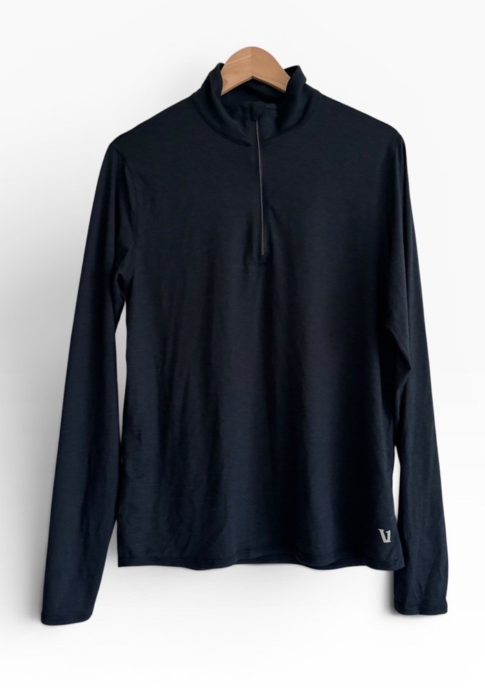 Vuori Ease Performance Half Zip 2.0 Pullover Top Sz SM Long Sleeve Ink Heather