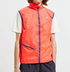 NWT $50 Diadora Windproof Gilet Running Vest in Fluo Lava sz L