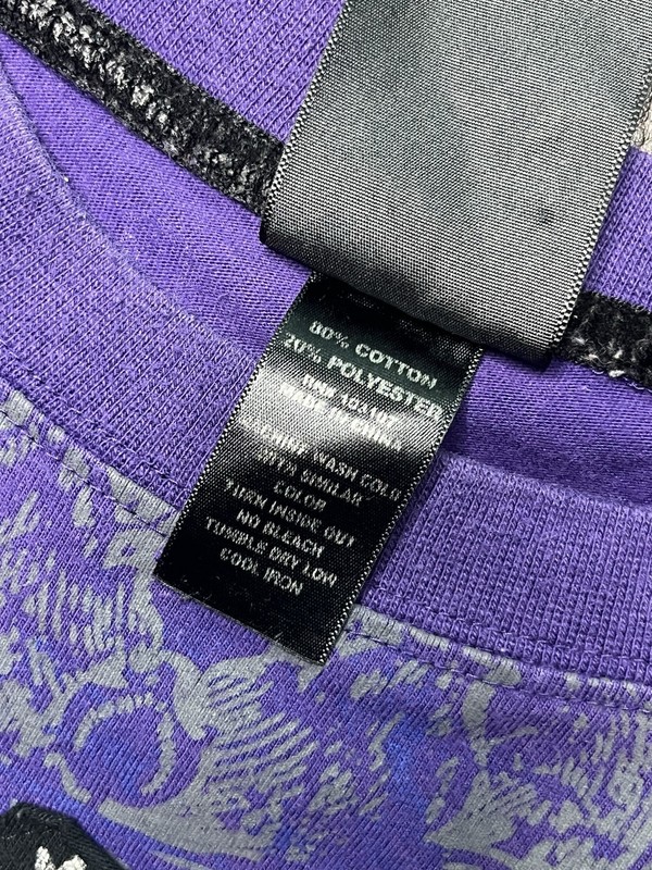 Raw Blue T Shirt Mens XL Purple Y2K Lion Wing Royalty Reigns Grunge Bedazzled gallery