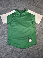 Nike Dri Fit Youth V Neck Button Shirt Medium Green Baseball Jersey Style