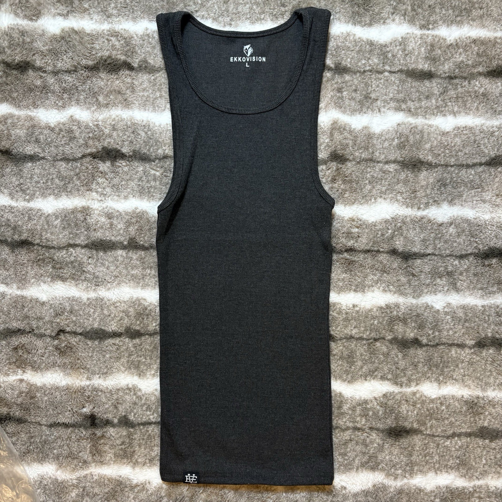 Ekkovision Men's Solid Ribbed Comfort Core Beater Tank Top Black Size: L gallery