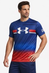 Under Armour HeatGear USA Shirt Men’s Medium Red White Blue Athletic Tee