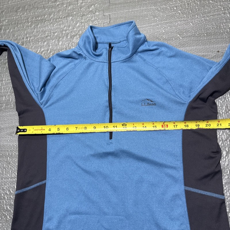 LL Bean Pullover 1/4 Zip Performance Fleece Trail Mens Large Blue Lightweight gallery