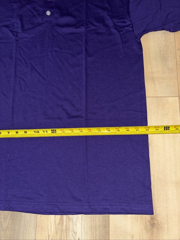 Men’s Russell Athletic 50/50 Purple 2 Button Henley Tee Adult Large gallery