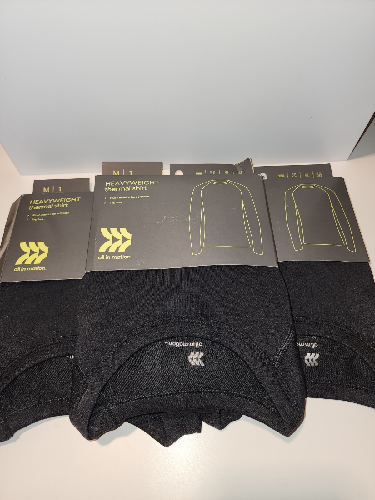 All in Motion Men's HEAVYWEIGHT Thermal Shirt Top Black, Medium 38 - 40", 3 Pack gallery