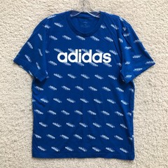 Adidas Shirt Medium Adult Blue Crewneck Pullover Athletic Graphic Tee AOP Mens M