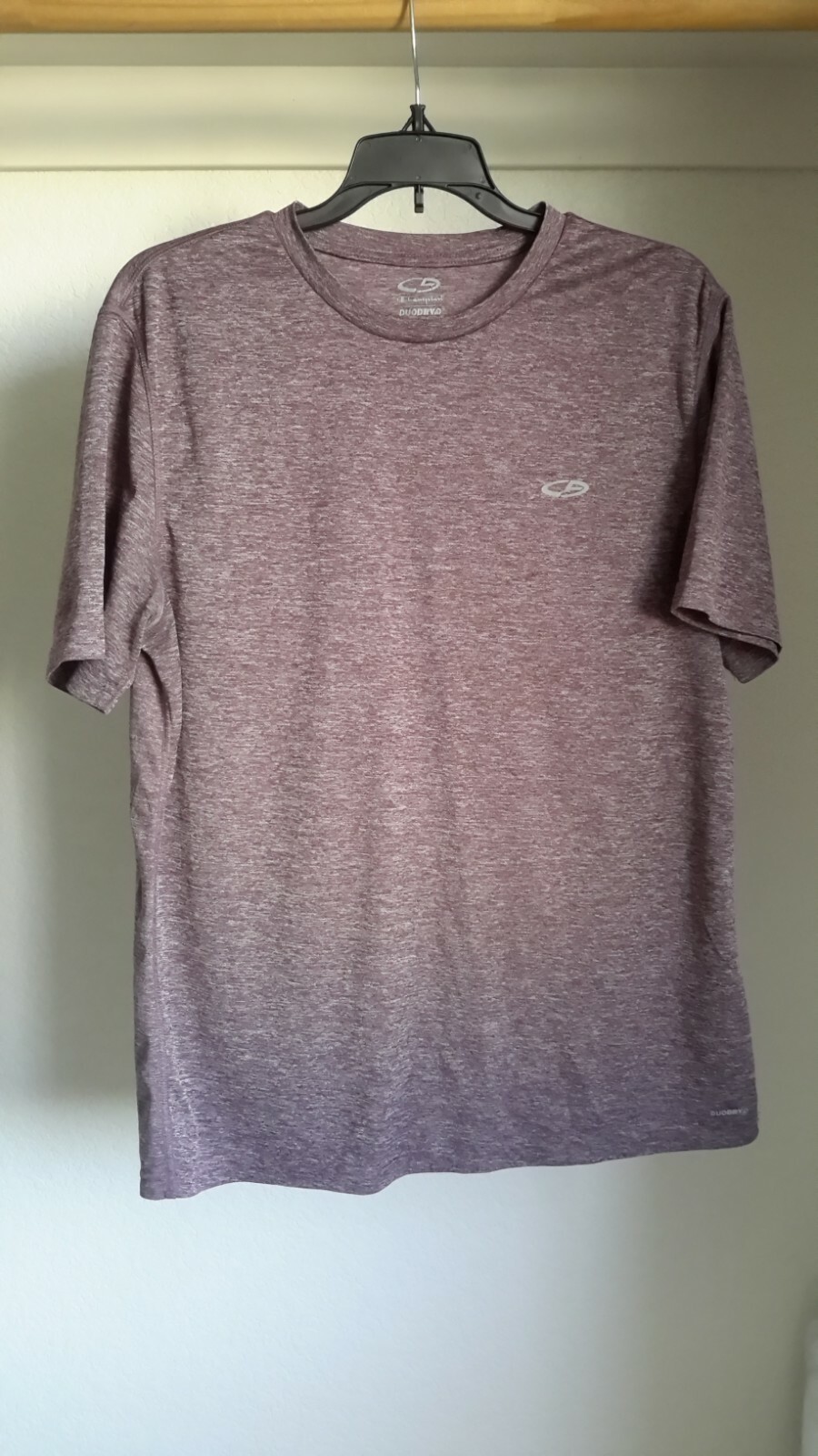 Champion Duo Dry Size L Active Wear T-Shirt Speckled Maroon EUC gallery