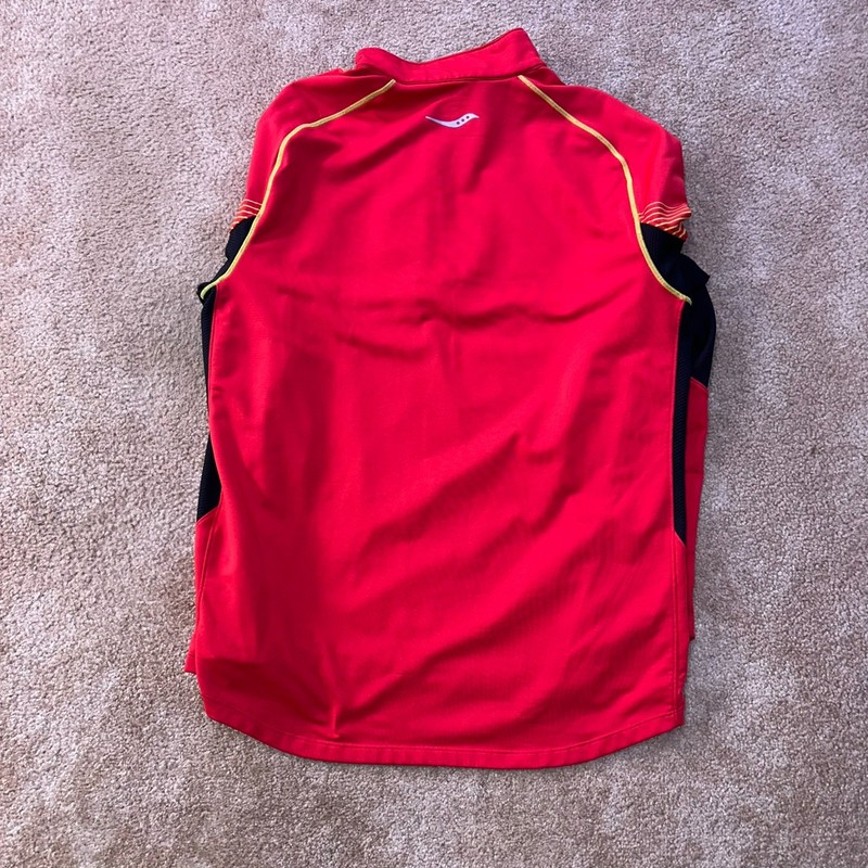 Saucony Men’s Long Sleeve Running Shirt 1/4 Zip red RunWarm XL Thumbholes gallery