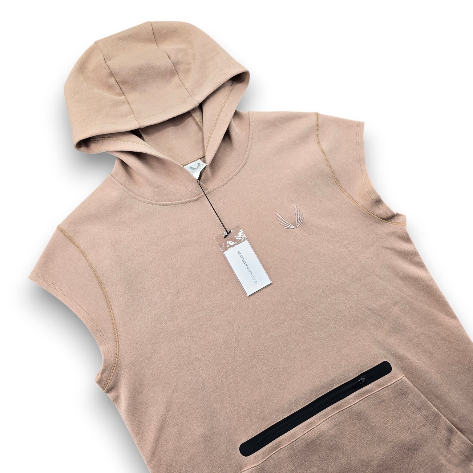 Aesthetic Revolution ASRV Sleeveless Hoodie Men's Large Peach Cotton Blend Gym gallery