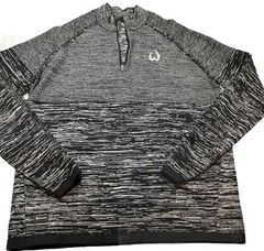 Mens Lg Level Wear Black Gray Sweater marled Golf 1/4 Zip Warm Thermal Knit Top