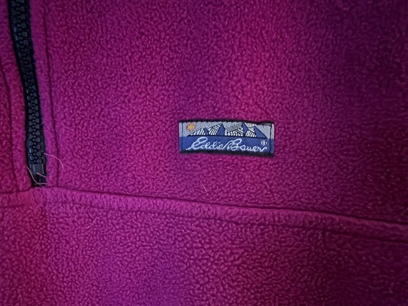 Vintage EDDIE BAUER Men’s 1/4 Zip Fleece Long-Sleeve Pullover Med Purple Magenta gallery