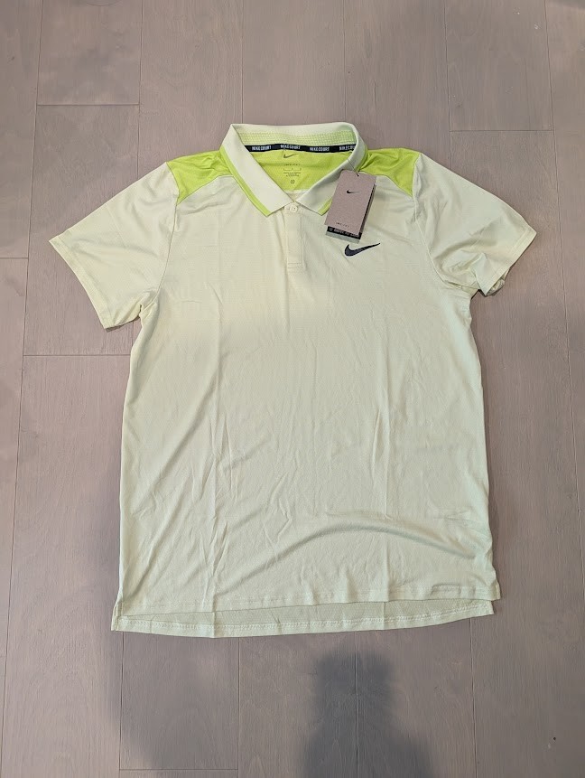 Nike Court Tennis Men's Drifit Advantage Neon Volt Polo Large FD5314 751