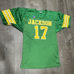 VTG Russell Athletic Nylon Football Jersey High School L 80s Jackson 17 Logo