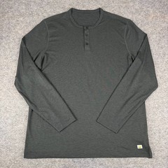 Vuori Ease Performance Henley Shirt Long Sleeve V194 Gray Mens 2XL XXL