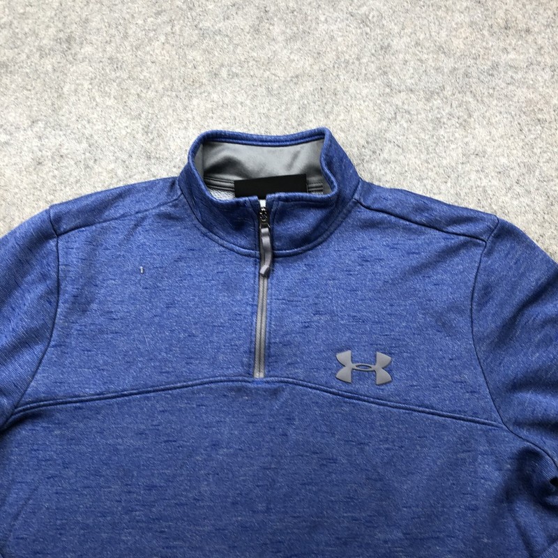 Under Armour Pullover Men Medium Blue 1/4 Zip Gym Workout Coldgear Fleece Logo gallery