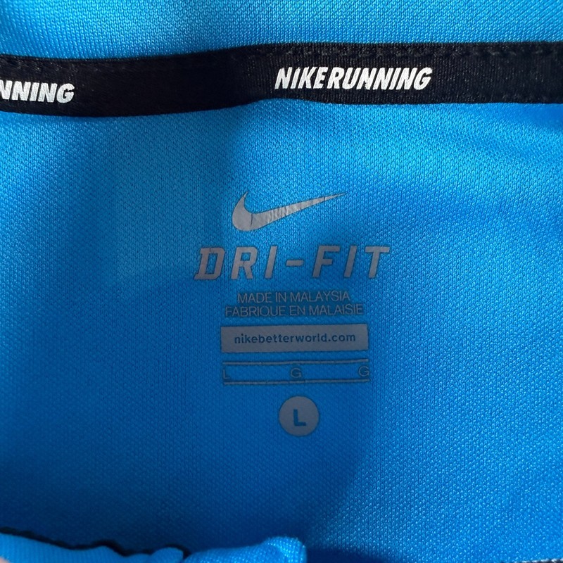 Nike Running Quarter Zip Pullover Mens Large Neon Blue Training Fitness Dry gallery