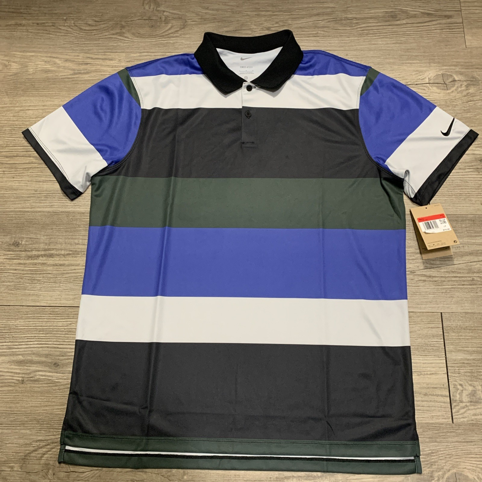 Nike Men's L Victory + Dri-FIT Golf Polo Blue Stripe FZ7452-490 MSRP $70 gallery
