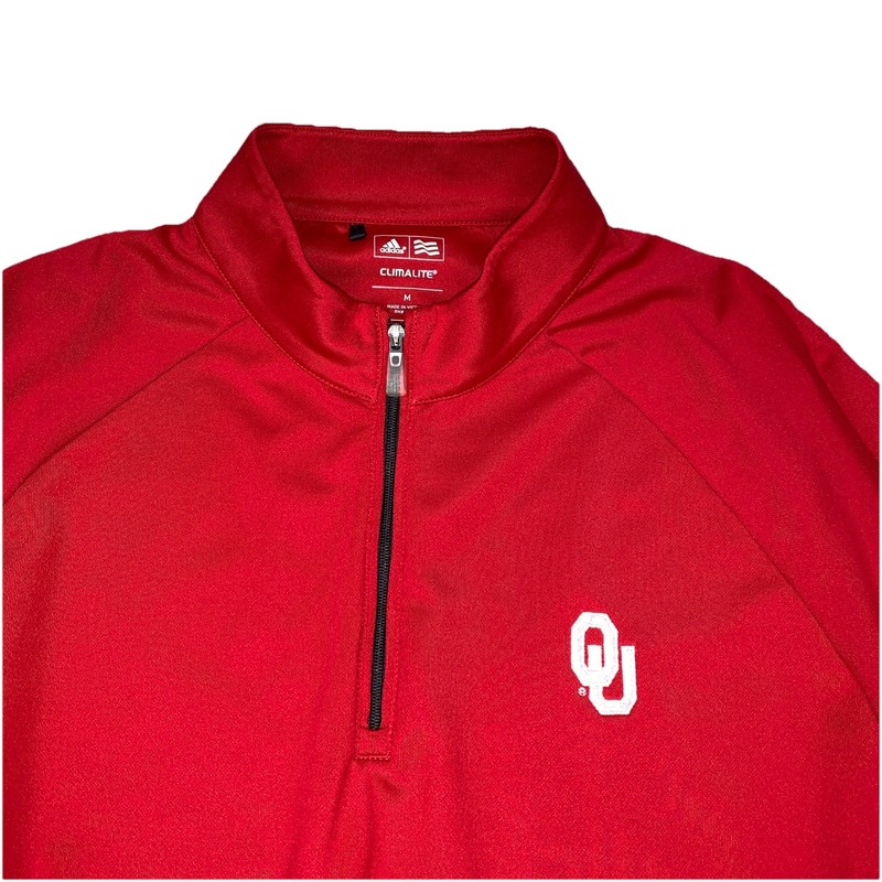 Adidas OU Oklahoma Sooners 1/4 Zip Men's M Red Pullover Golf Climalite gallery