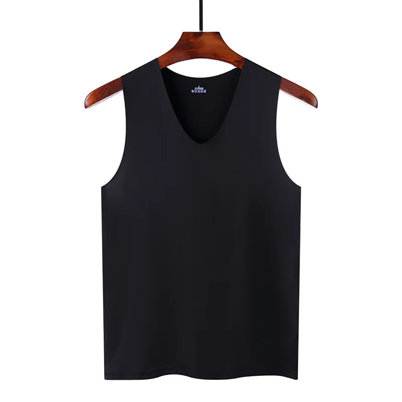 Silk Tank Tops Seamless Mens Vest Sleeveless Sport Bodysuit Vest For gallery