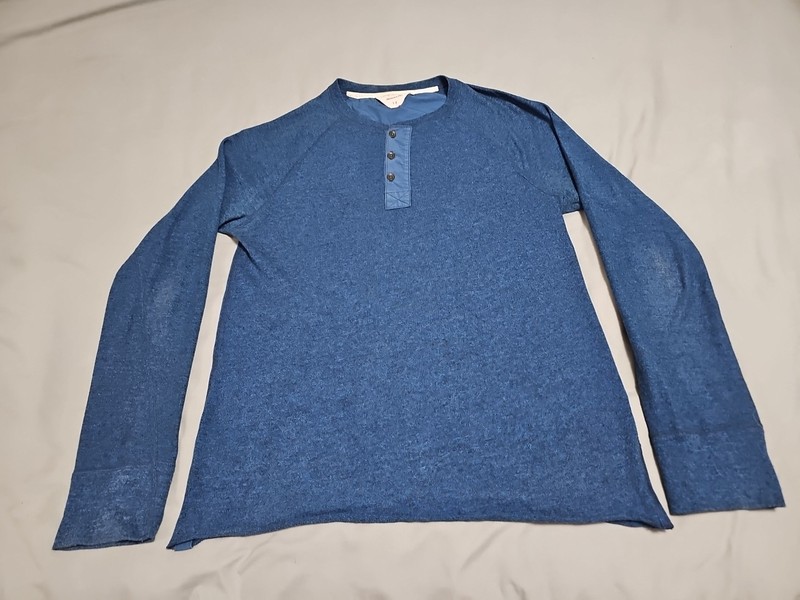 Rag & Bone Handmade In Peru Heather Blue L/S Lightweight Henley Shirt SZ M gallery