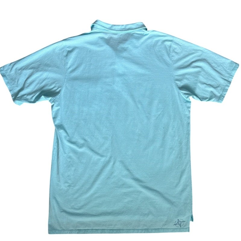 B. Draddy Liam Stripe Pima Cotton Golf Polo Shirt White & Light Blue Size Large gallery