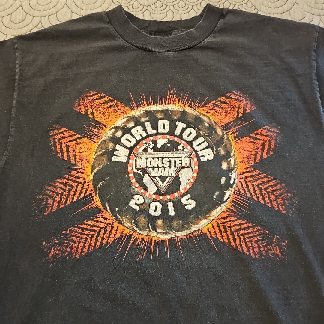 Alstyle Mens World Tour 2015 Graphic T-Shirt, Black, Medium Monster Jam Trucks gallery