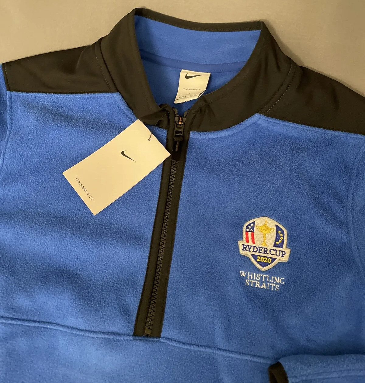 Nike Ryder Cup Golf Pullover Therma Fit USA Logo 1/4 Zip Fleece Small Blue NWT gallery