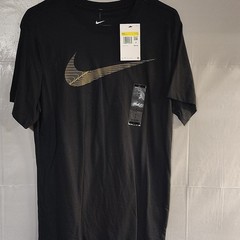 Nike Men’s S Black/Gold Crew Neck Short Sleeve Cotton Logo Tee FJ2464-010