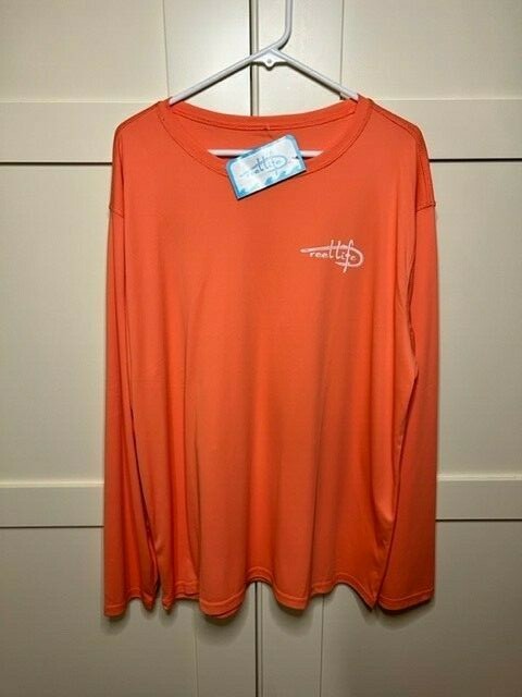 Mens Reel Life Orange Sun Defender Long Sleeve Shirt Size XXL gallery